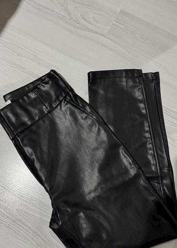 Diğer Siyah deri yüksek bel pantolon