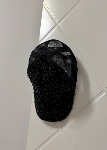 Boncuk İşlemeli Siyah Biker Şapka - Görsel 2