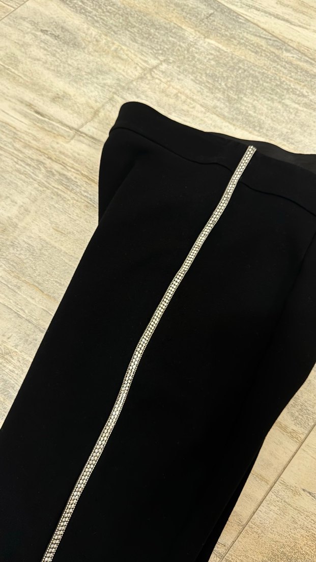 Zara Kadın Siyah kenarları taşlı Tayt - Görsel 3