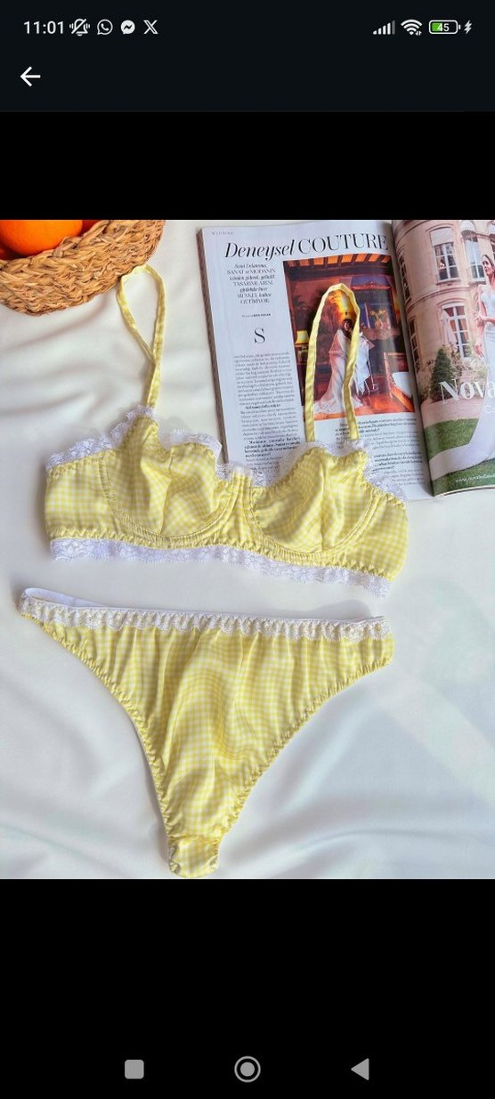 Sarı Ekose Vintage Büstiyer - Görsel 2