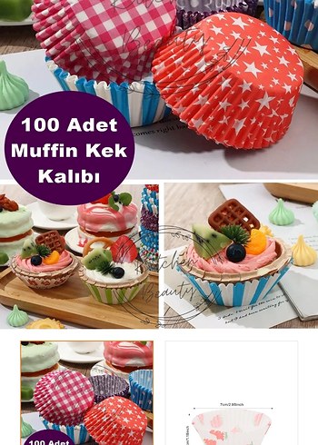 Pastel Renkli 100Adet Muffin Kek Kalıbı