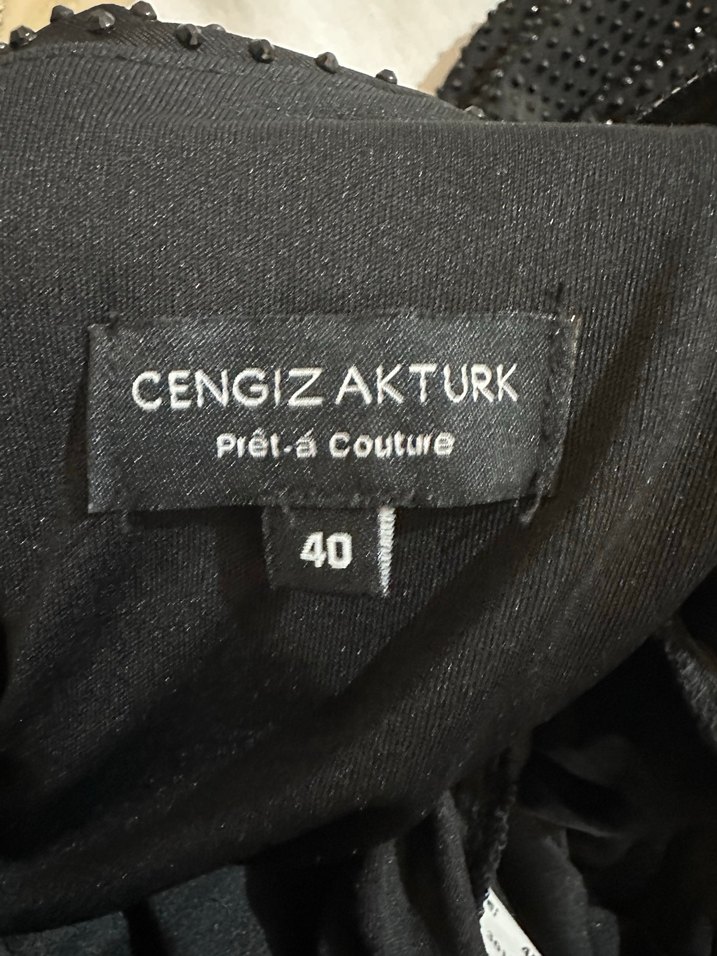 SİYAH TAŞLI UZUN KOLLU ELBİSE CENGİZ AKTÜRK - Görsel 4