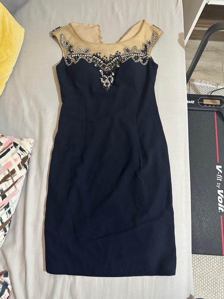 LACİVERT TAŞLI ABİYE DİZ BOYU DAYI BUTİK - Görsel 2