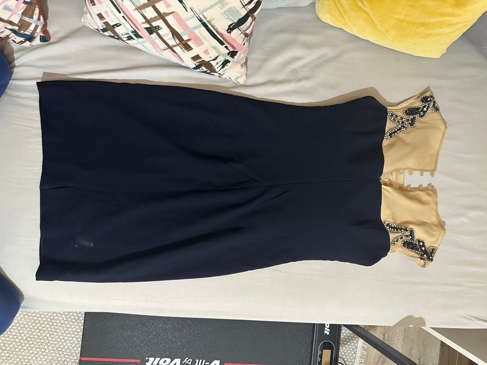 LACİVERT TAŞLI ABİYE DİZ BOYU DAYI BUTİK - Görsel 3