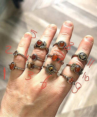 American Vintage Akik kaplangözü vintage pirinç yüzükler