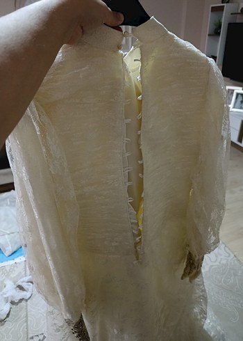 Vintage Yüksek Yakalı Prenses Gelinlik - Görsel 4