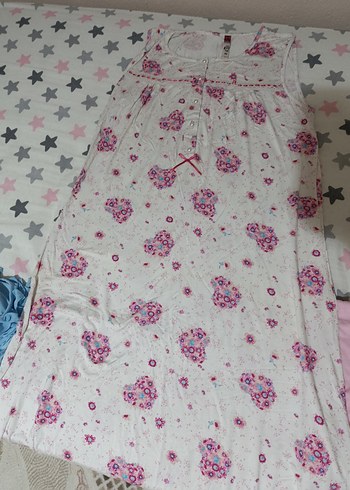 Nakışlı Mavi Hamile ve Emzirme Gecelik - Görsel 4