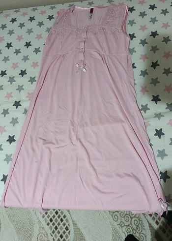 Nakışlı Mavi Hamile ve Emzirme Gecelik - Görsel 6