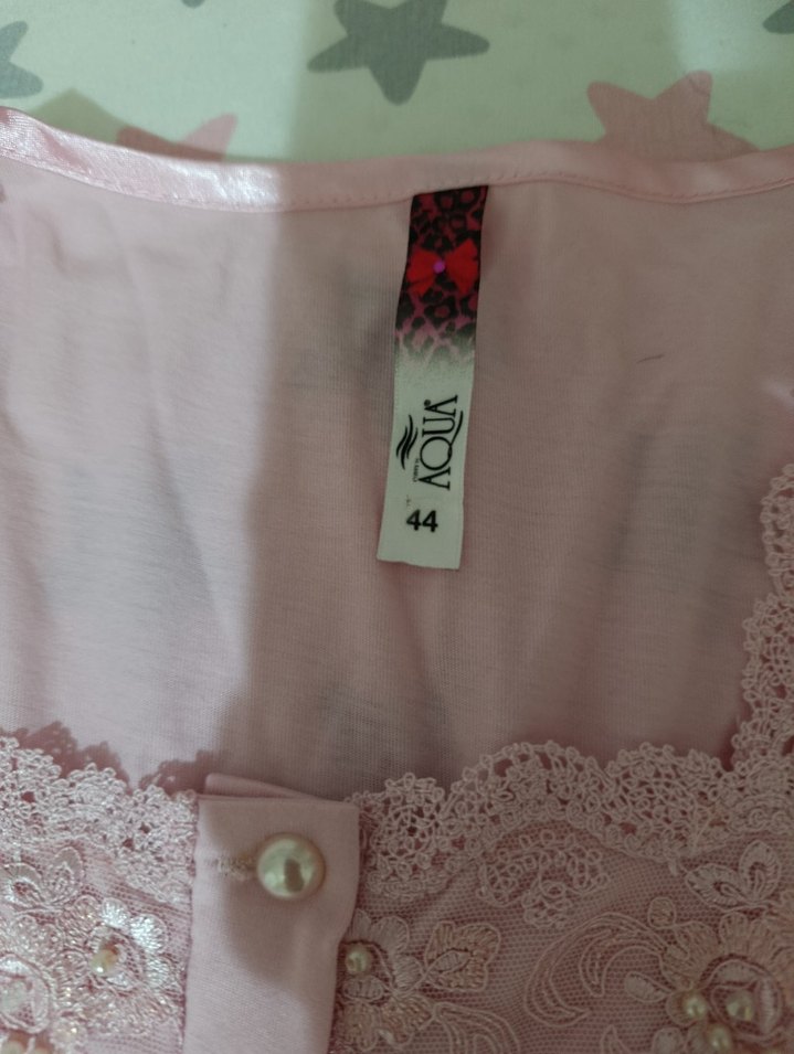 Nakışlı Mavi Hamile ve Emzirme Gecelik - Görsel 5