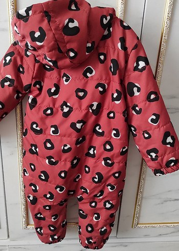 LC Waikiki Kız Bebek Kırmızı Leopar Desenli Kürklü Tulumu