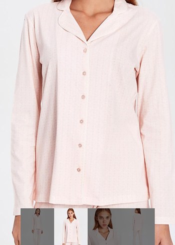 Pembe Uzun Kollu Midi Kadın Pijama Takımı - Görsel 2