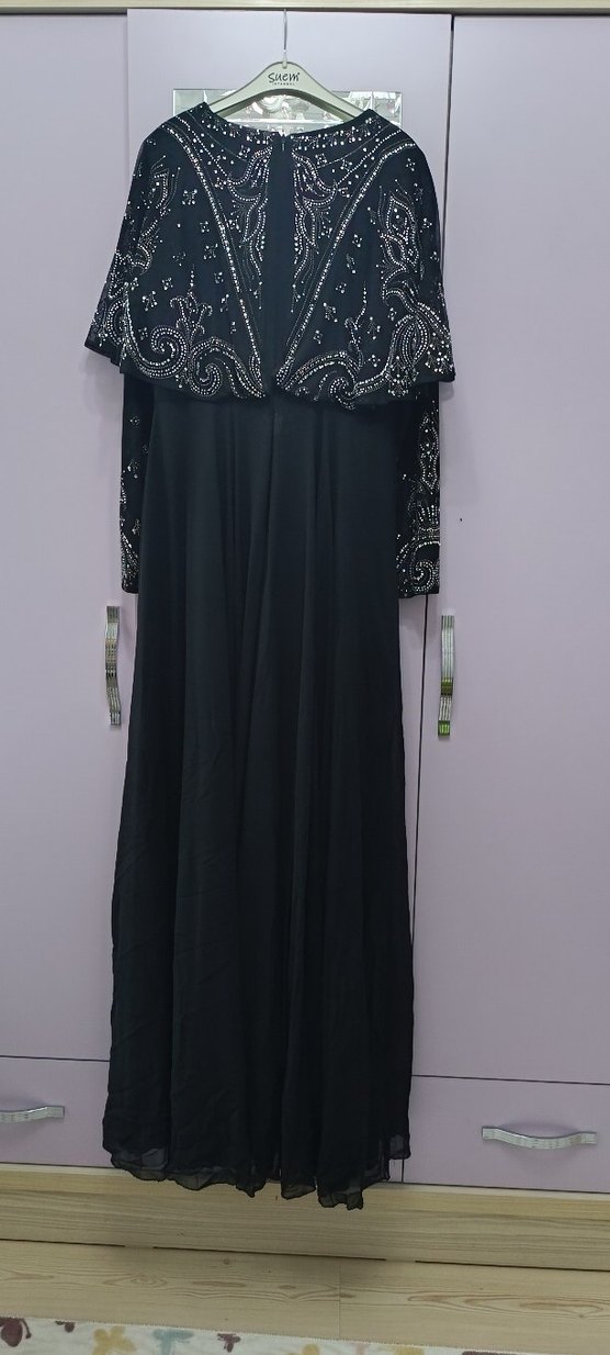 Siyah Uzun Straplez Gotik Abiye Elbise - Görsel 2