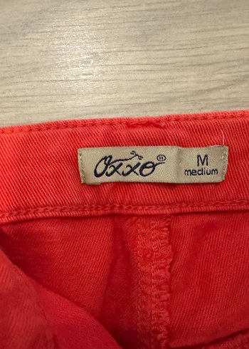 Düğmeli turuncu Mini Kot Şort - Görsel 3