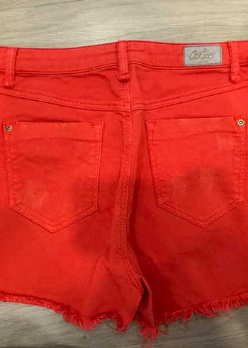 Düğmeli turuncu Mini Kot Şort - Görsel 2