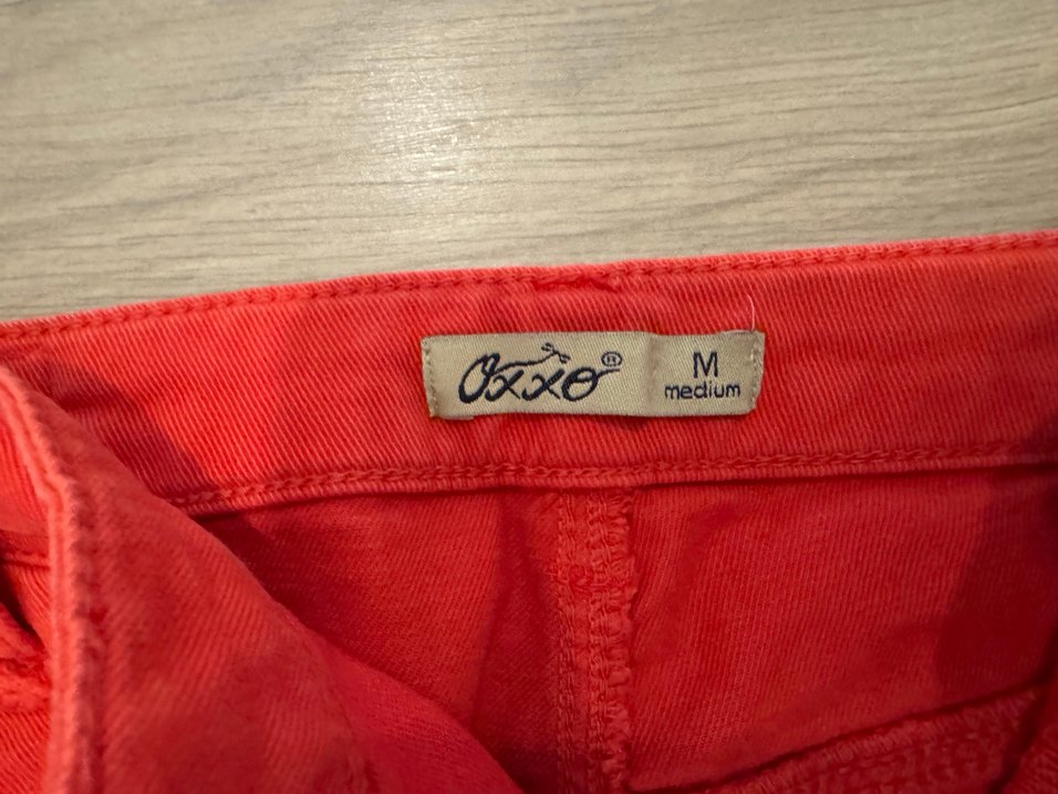 Düğmeli turuncu Mini Kot Şort - Görsel 3