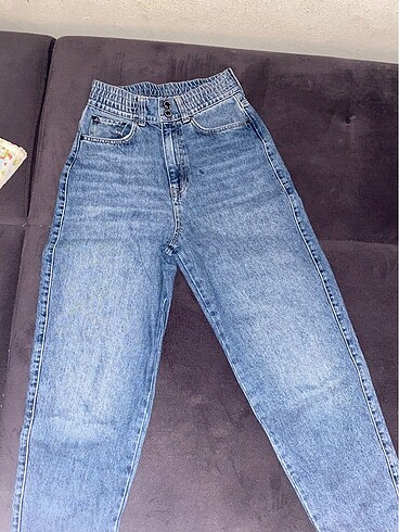 Mavi jean beli lastikli 34 36 bedenler için uygun dur