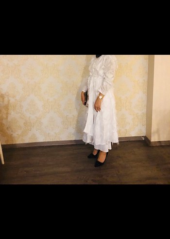 Beyaz Uzun Kol Drapeli Salaş kimuno - Görsel 2