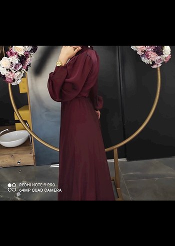 Bordo Uzun Kollu Modern Klasik Kadın abiye - Görsel 2