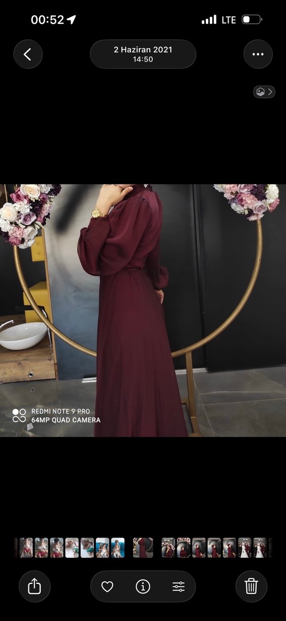 Bordo Uzun Kollu Modern Klasik Kadın abiye - Görsel 2