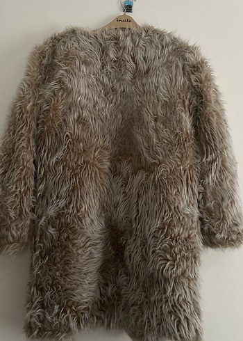 Bej Kadın Midi Kürk Detaylı Mont - Görsel 3