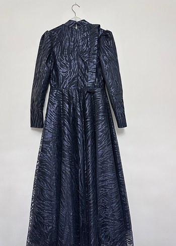 Siyah Zebra Desenli kemerli Uzun Kadın abiye - Görsel 3