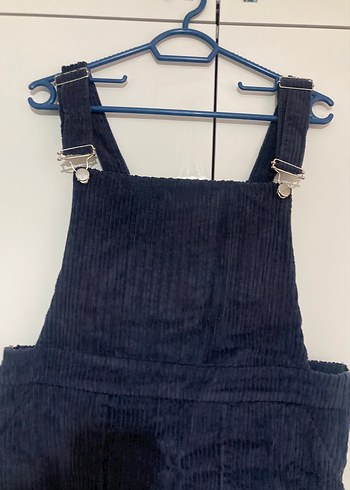 Kadın Lacivert Denim Mini Salopet - Görsel 2