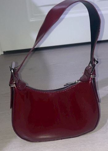 Burgundy Parlak Deri Kadın Omuz Çantası - Görsel 2