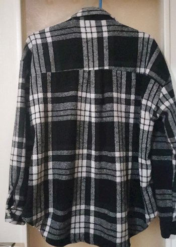 Düğmeli Gri Ekose Kadın Gömlek - Görsel 4