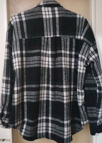 Düğmeli Gri Ekose Kadın Gömlek - Görsel 3