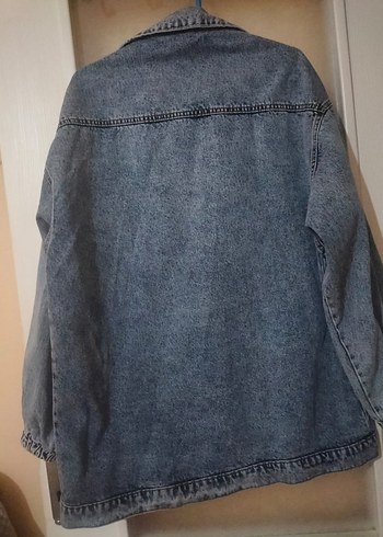 Gri Mavi Düğmeli Kadın Denim Ceket - Görsel 3