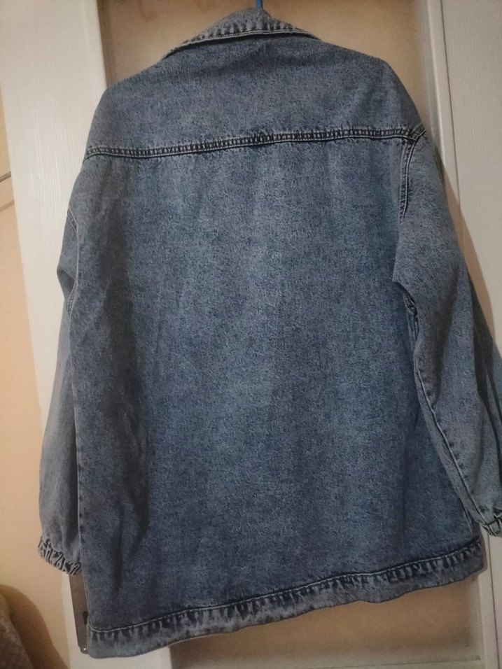 Gri Mavi Düğmeli Kadın Denim Ceket - Görsel 3