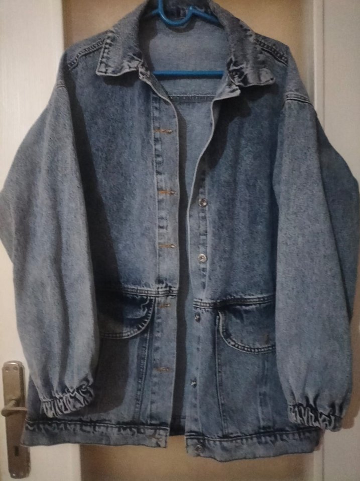 Gri Mavi Düğmeli Kadın Denim Ceket - Görsel 2