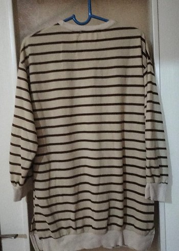 Bej Çizgili Uzun Kollu Kadın Kazak - Görsel 4