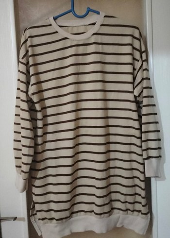 Bej Çizgili Uzun Kollu Kadın Kazak - Görsel 2