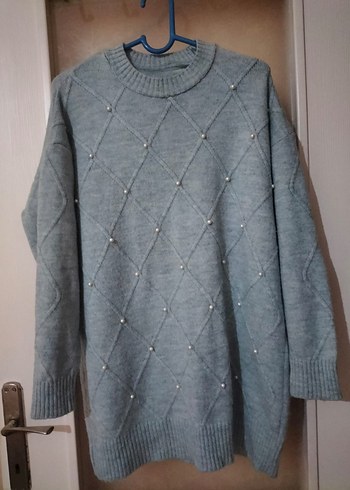 Gri Kadın Triko Uzun Kollu Kazak - Görsel 2