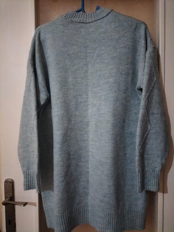 Gri Kadın Triko Uzun Kollu Kazak - Görsel 3