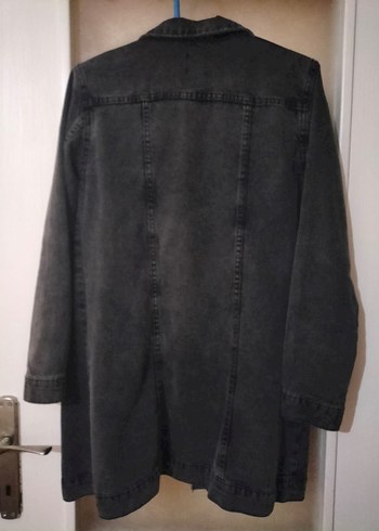 Siyah Uzun Kadın Kot Ceket - Görsel 3