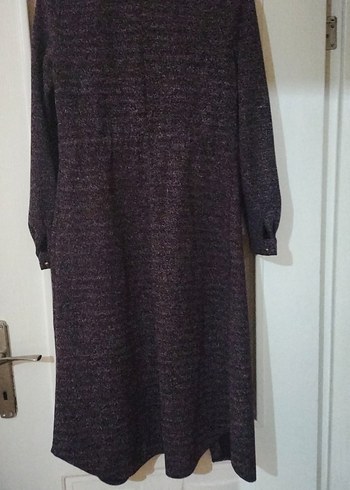 Kadın Gri Uzun Örgü Yün Kaban - Görsel 2