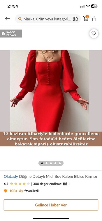 Diz altı kıpkırmızı elbise