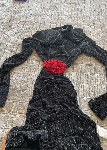 Uzun Siyah Drapeli V Yaka Gotik Elbise