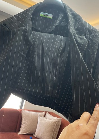 l Beden siyah Renk Düğmeli Siyah Kadın Blazer