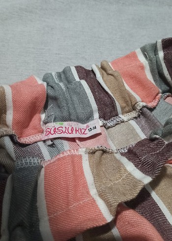 m Beden Çizgili Pilili Kadın Mini Şort