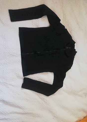 Fermuarlı Siyah Yüksek Yakalı Kadın Sweatshirt