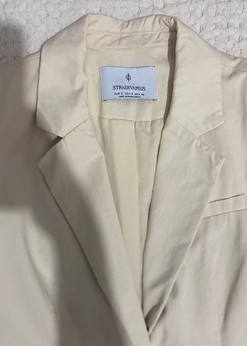 Düğmeli Beyaz Pamuklu Kadın Blazer