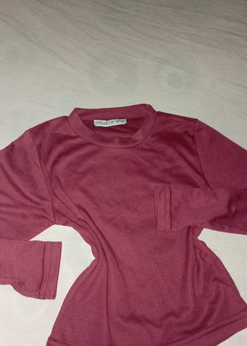 Bordo Kız Sweatshirt Uzun Kollu Basic