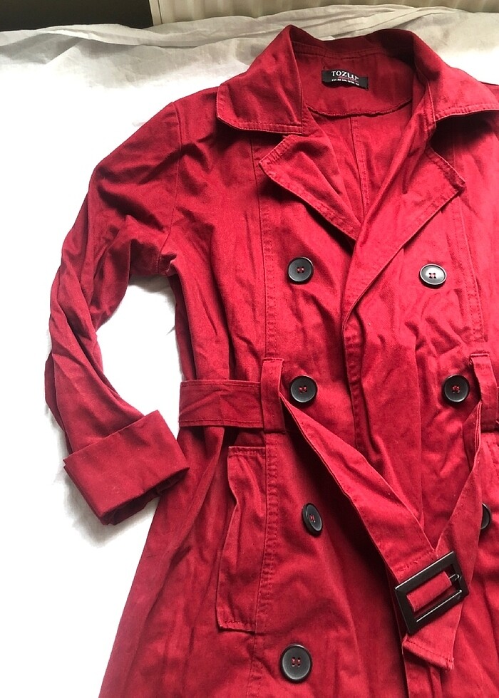 bordo trençkot - Görsel 2