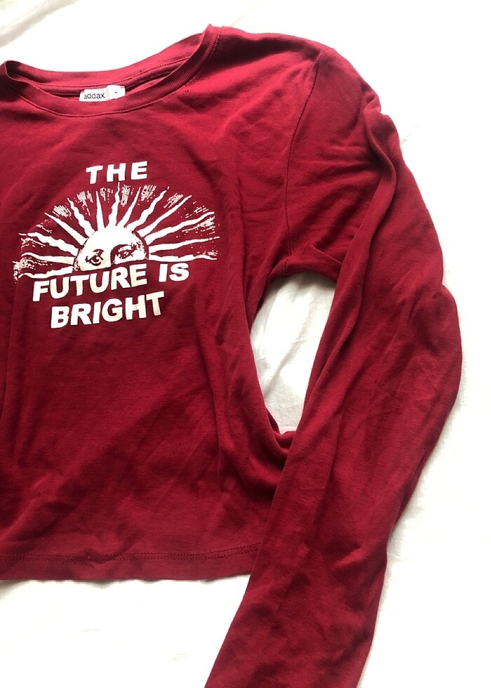 Bordo crop uzun kollu - Görsel 4