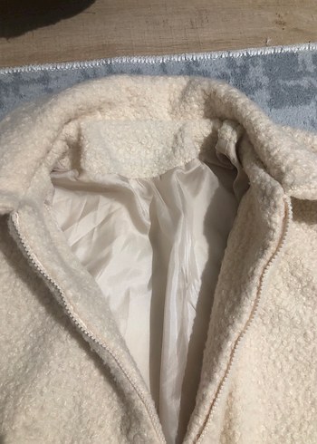 Bebek Beyaz Midi Kışlık Peluş Ceket - Görsel 2