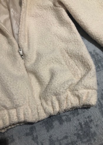 Bebek Beyaz Midi Kışlık Peluş Ceket - Görsel 5