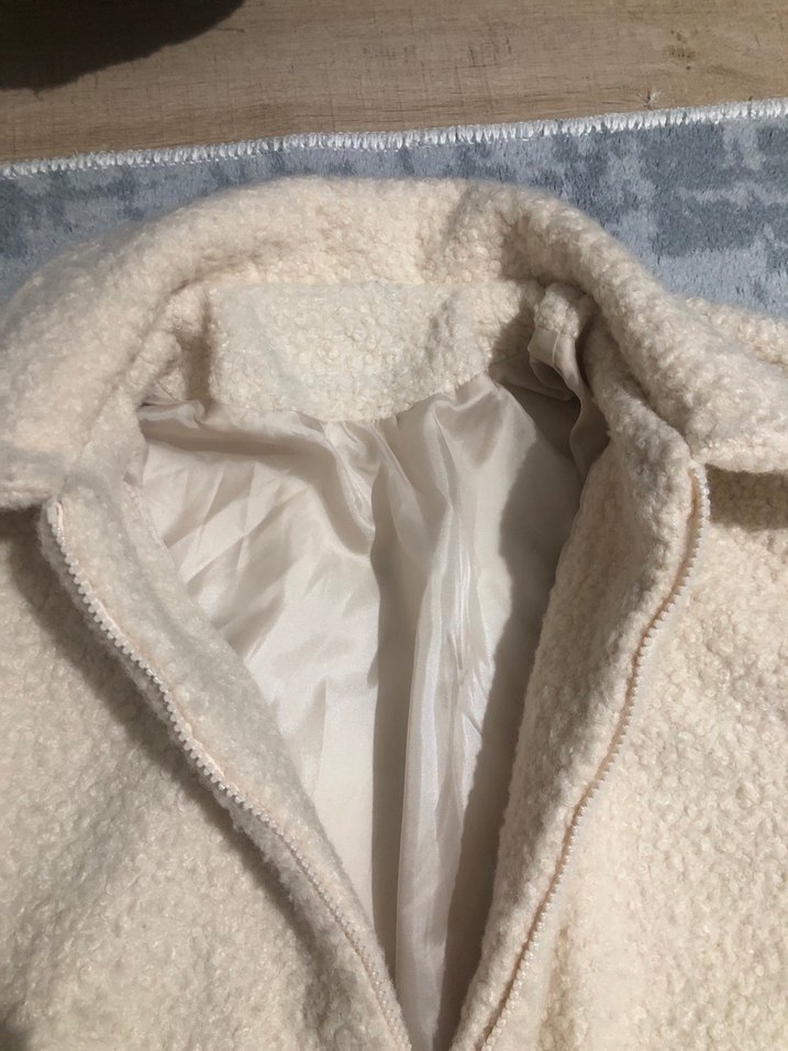 Bebek Beyaz Midi Kışlık Peluş Ceket - Görsel 2